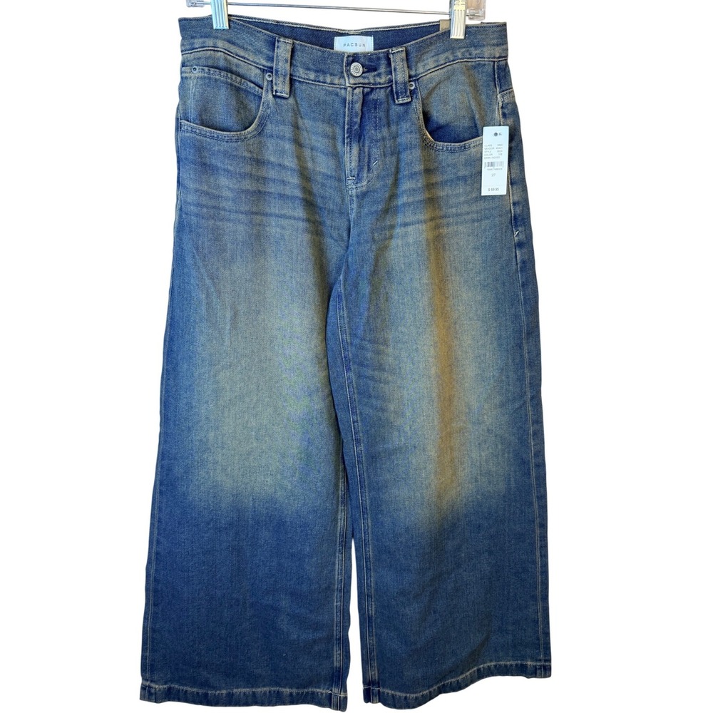 PacSun Sloane Ultra Baggy Jeans Dark Indigo High Rise Wide Leg 27 R NEW